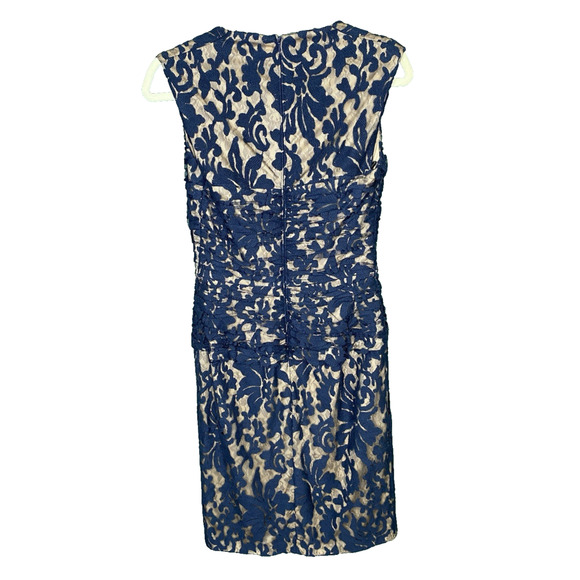 Tadashi Shoji Dress Womens Size 6 Navy Blue & Tan Cocktail Party Holiday - Picture 2 of 9